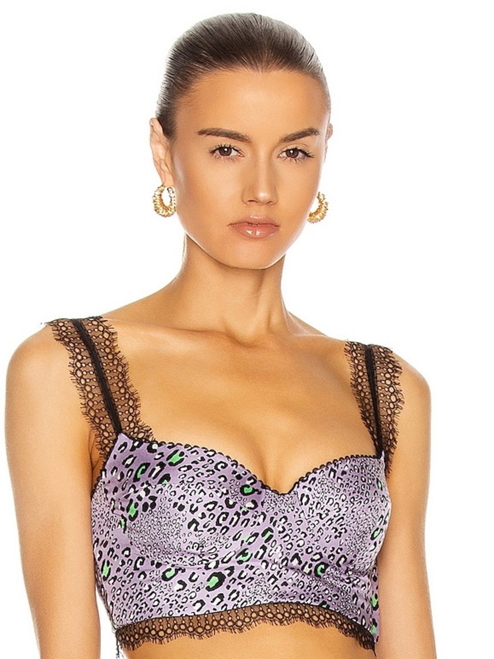 Versace 🐍Lace Trim Leopard Print Bralette - Lavender NWT SIZE IT 38 (xs)